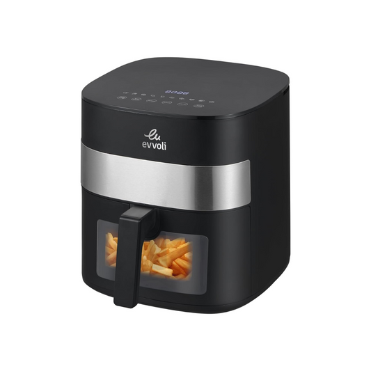 قلاية هوائية من إيڤولي  مع 10 برامج مسبقة الإعداد، نافذة شفافة لمراقبة الطعام| 1500 واط | سعة 6 لتر