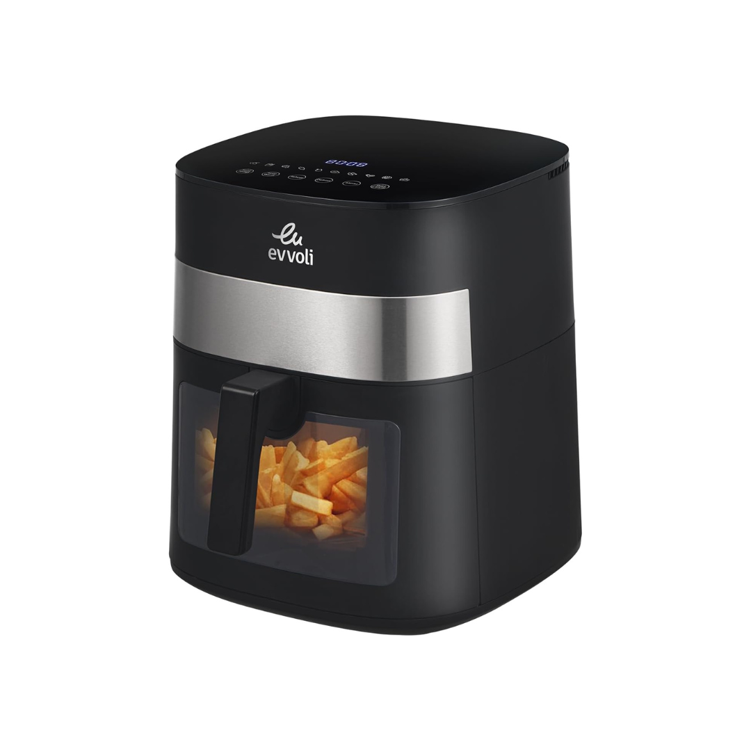قلاية هوائية من إيڤولي  بسعة 8 لتر مع 10 برامج مسبقة الإعداد ونافذة شفافة لمراقبة الطعام| 1800 واط.