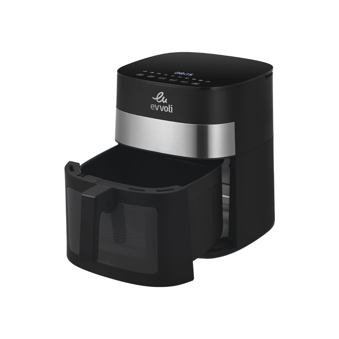 قلاية هوائية من إيڤولي  بسعة 8 لتر مع 10 برامج مسبقة الإعداد ونافذة شفافة لمراقبة الطعام| 1800 واط.