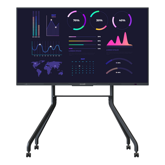 Evvoli 4K UHD 86 Inches Interactive Smart Display with Stand, LED Android13, 40 Points, 10M Laser Distance