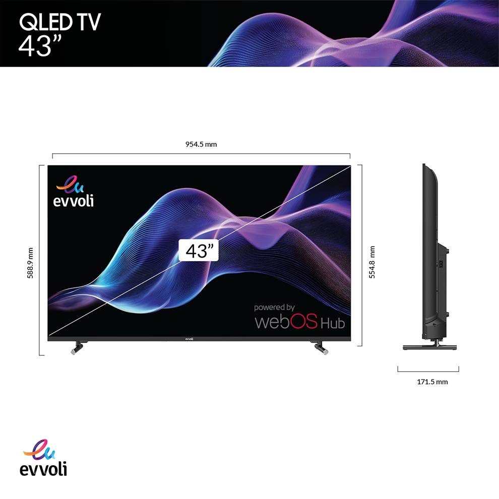 شاشة تلفاز ذكي QLED ونظام WebOS من إيڤولي - 43EV225QOS