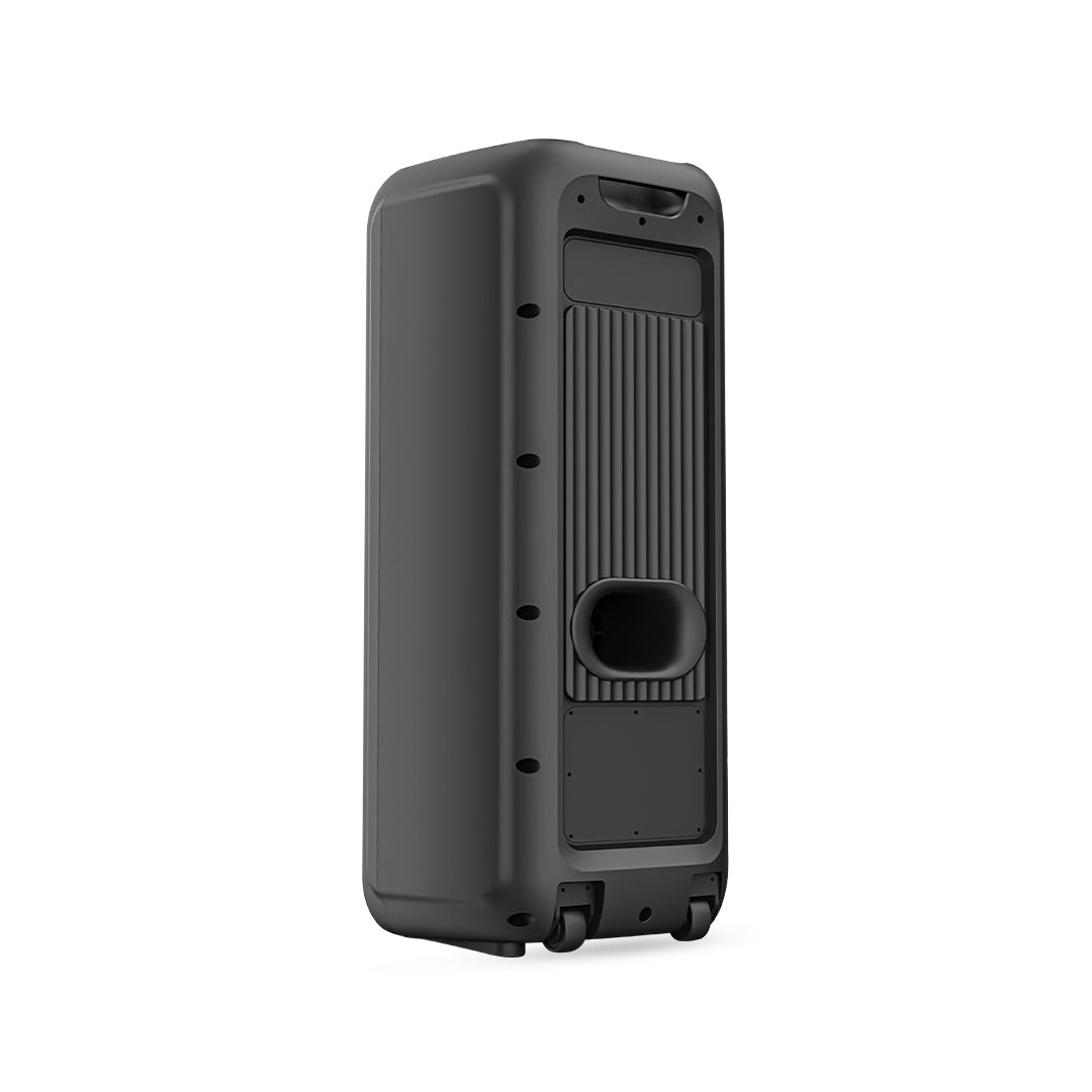 Evvoli Portable Party Speaker with Two Wireless Mic with Built-In Lights And Splashproof Design