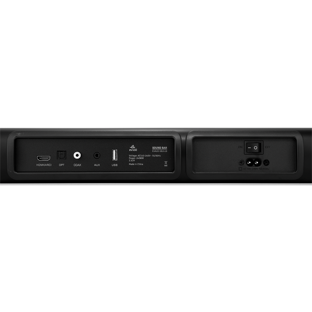 Evvoli Soundbar with Wireless Subwoofer | 240W | 2.1 ch