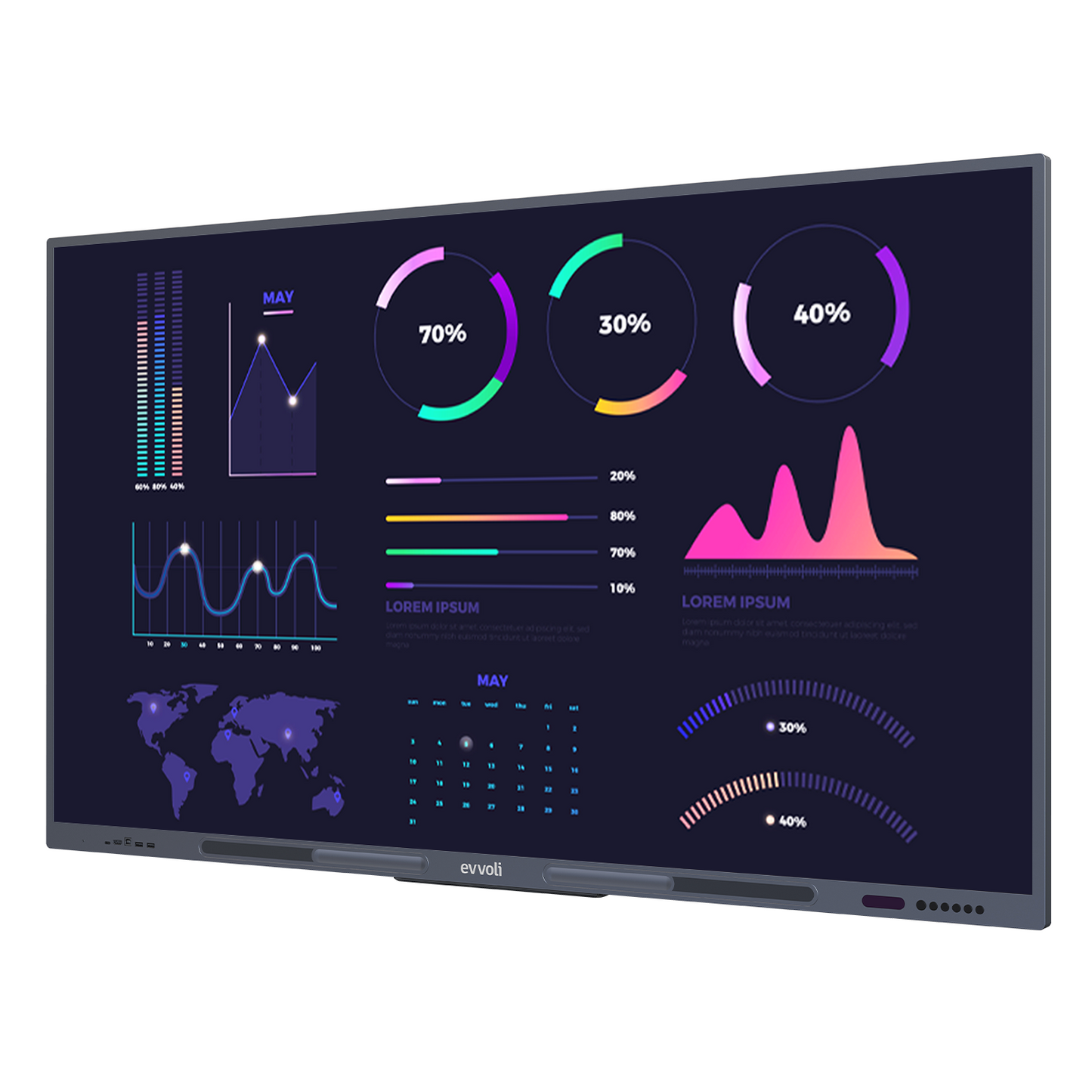 Evvoli 4K UHD 75 Inches Interactive Smart Display, LED Android13, 40 Points, 10M Laser Distance