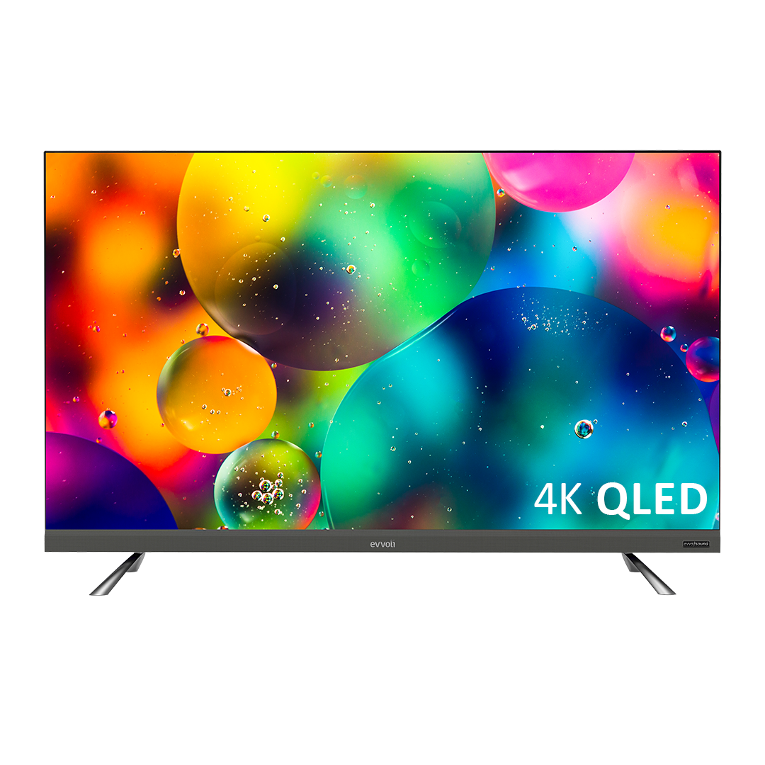 شاشة تلفاز من إيڤولي بتقنية QLED بدقة 4K ونظام اندرويد ونظام صوت مدمج