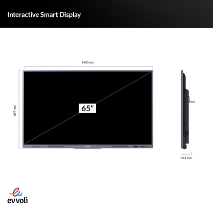 شاشة تلفاز إيڤولي  الذكية التفاعلية بدقة 4K UHD بحجم 65 بوصة  
LED، نظام Android 13، دعم 40 نقطة لمس، مدى ليزر يصل إلى 10 أمتار  