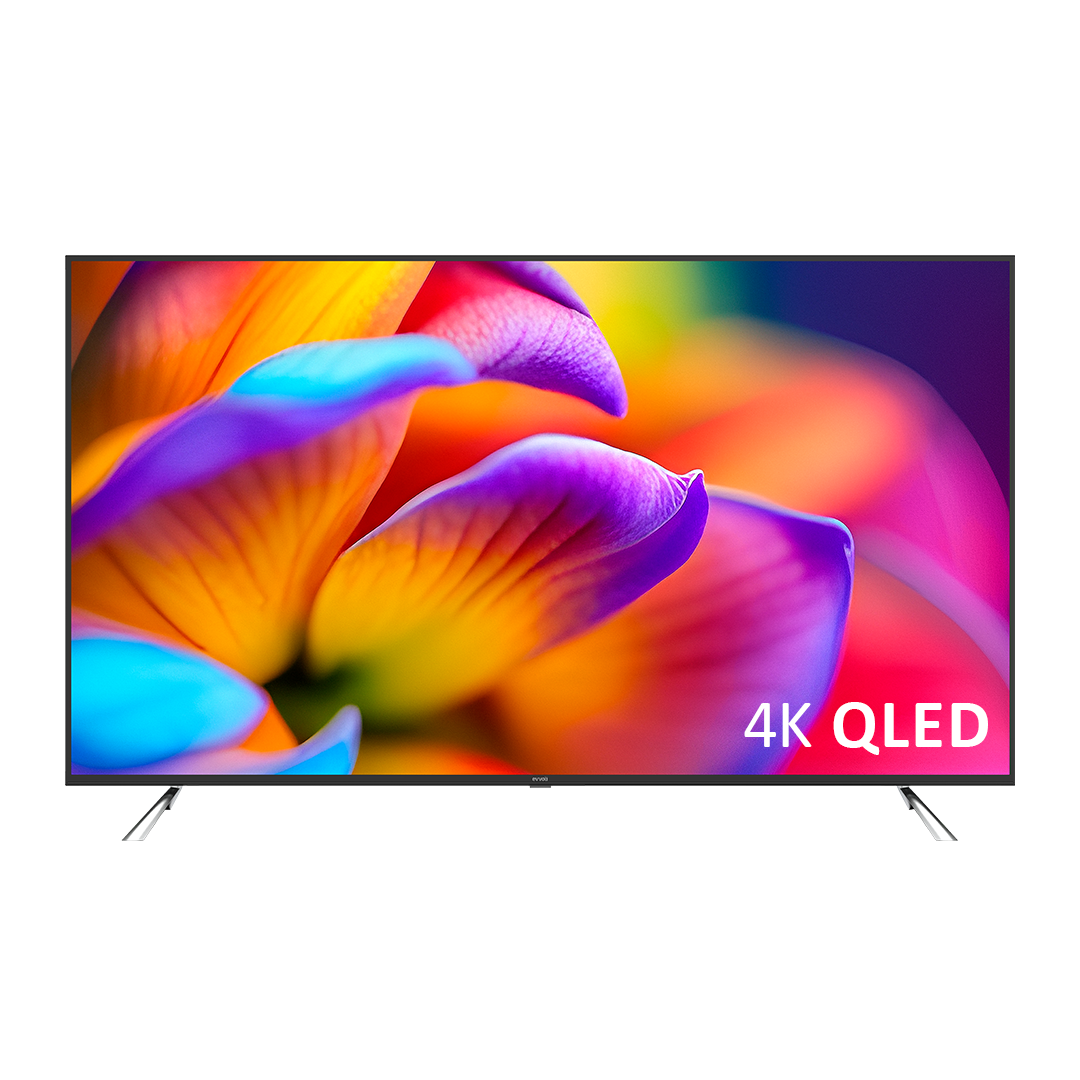 شاشة تلفاز ذكية من إيڤولي بدون حواف وبتقنية 4K  QLED  ونظام اندرويد